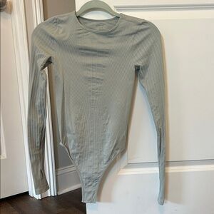 FP Movement by Free People Light Gray Ribbed Bodysuit
